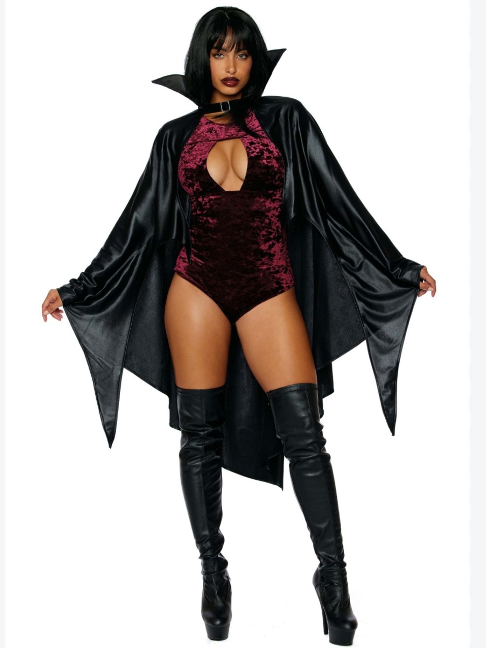 Dreamgirl Halloween Black Coated Knit Cape Poncho Vampire Costume Collar Buckle